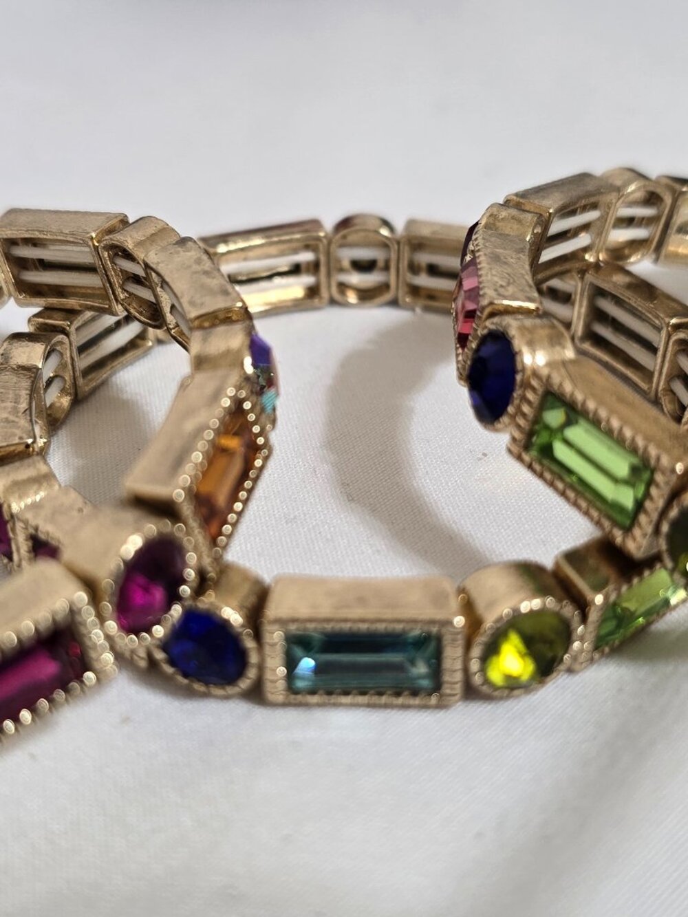 Off Park Bracelet Set (3), Gold-Tone stretchy bracelets w/ Multi-Colored Stones